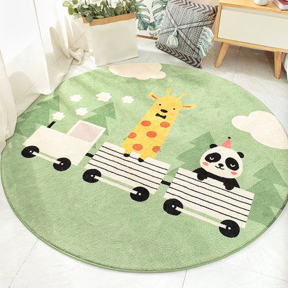 Stylish Kids Rug in Green and Brown Animal Cat Leopard Rabbit Pattern Rug Wool Washable Carpet for Children's Room Green Clearhalo 'Area Rug' 'Rug' 1693237