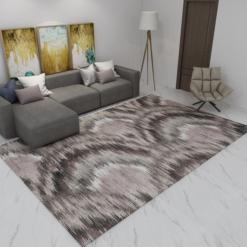Modern Living Room Rug in Brown and Purple Abstract Stripe Print Rug Polyester Pet Friendly Area Rug - Brown - Clearhalo - 'Area Rug' - 'Modern' - 'Rugs' - Rug' - 1693419