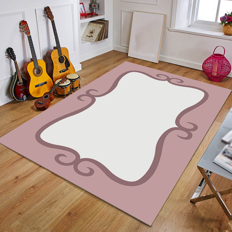 Blue and Black Nursery Rug Kids Fairy Tales Whale Ocean Pencil Pattern Area Rug Polyester Washable Carpet - Pink - Clearhalo - 'Area Rug' - 'Rug' - 1693562