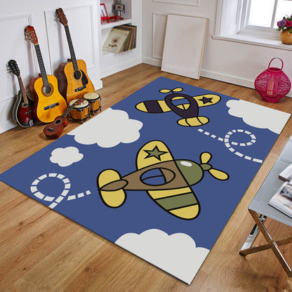 Blue Nursery Rug Kids Coastal Anchor Rudder Pattern Area Rug Polyester Non-Slip Backing Carpet - Dark Blue - Clearhalo - 'Area Rug' - 'Rug' - 1693579