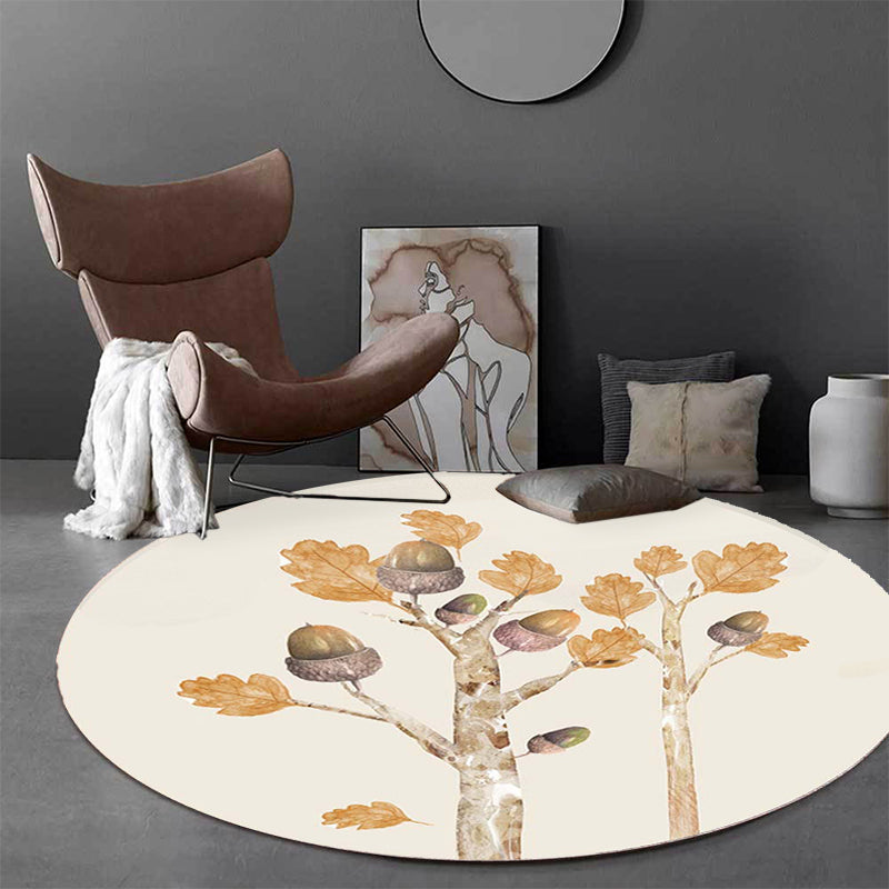 Casual Kids Rug in Ivory Botanical Tree Pattern Rug Polyester Pet Friendly Carpet for Children's Room - Clearhalo - 'Area Rug' - 'Rug' - 1693581