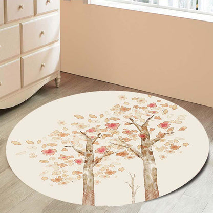 Casual Kids Rug in Ivory Botanical Tree Pattern Rug Polyester Pet Friendly Carpet for Children's Room - Beige - Design 1 - Clearhalo - 'Area Rug' - 'Rug' - 1693587