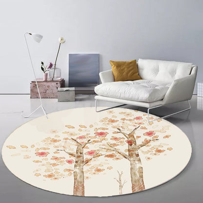 Casual Kids Rug in Ivory Botanical Tree Pattern Rug Polyester Pet Friendly Carpet for Children's Room - Clearhalo - 'Area Rug' - 'Rug' - 1693588