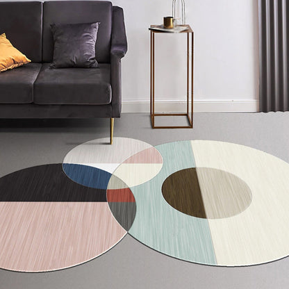 Novelty Living Room Irregular Rug Colorful Color Block Circle Print Rug Polyester Pet Friendly Area Rug