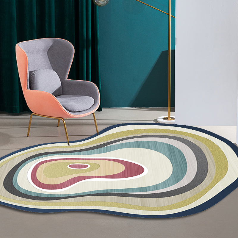 Yellow Irregular Bedroom Rug Novelty Color Block Pattern Area Rug Polyester Machine Washable Carpet - view 2