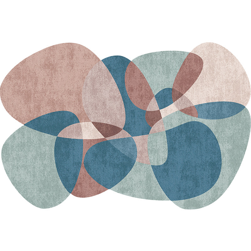 Novelty Living Room Irregular Rug in Grey and Blue Color Block Print Rug Polyester Non-Slip Backing Area Rug - view 2
