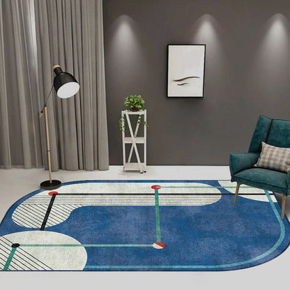 Blue and Green Irregular Rug Bedroom Novelty Color Block Stripe Dots Pattern Area Rug Polyester Anti-Slip Carpet - Clearhalo - 'Area Rug' - 'Rug' - 1693822