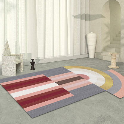 Red and Grey Irregular Rug Bedroom Novelty Color Block Pattern Area Rug Polyester Non-Slip Backing Carpet - Clearhalo - 'Area Rug' - 'Rug' - 1693880