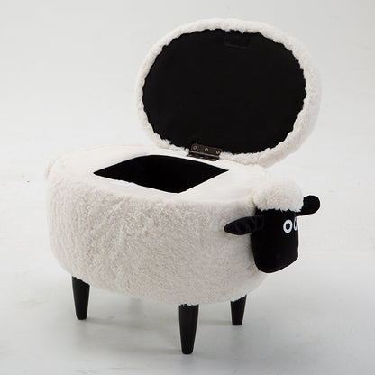 Feblilac Sean Plush Faux Fur Sheep Foot Stool