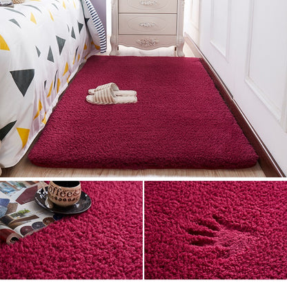 Feblilac Solid Red Tufted Living Room Carpet Bedroom Mat