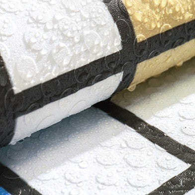 Feblilac Colorful Square Geometric Line PVC Bathroom Mat - view 4