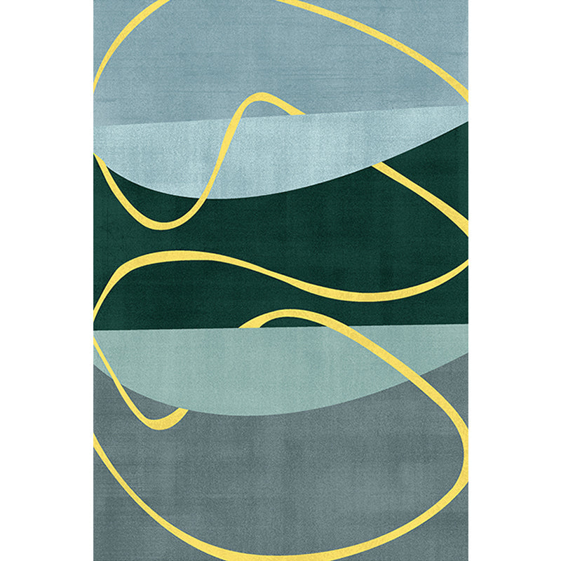 Blue and Green Abstract Rug Polyester Modernist Rug Washable Pet Friendly Area Rug for Living Room - Clearhalo - 'Area Rug' - 'Rug' - 1715015