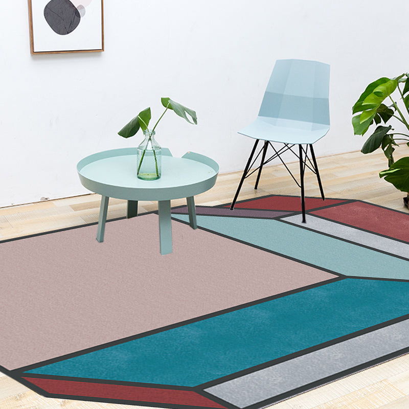 Novelty Living Room Irregular Rug Colorful Color Block Cuboid Print Rug Polyester Stain-Resistant Area Rug