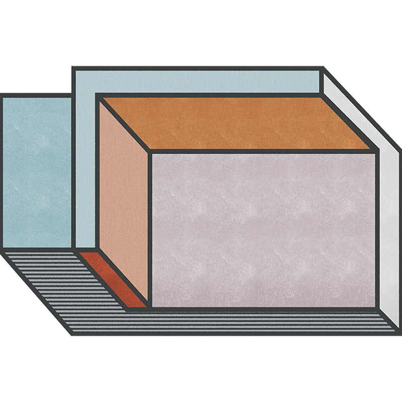 Novelty Living Room Irregular Rug Colorful Color Block Cuboid Print Rug Polyester Stain-Resistant Area Rug - view 3