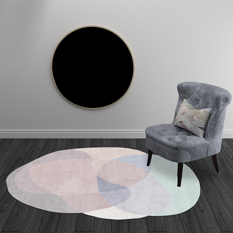Novelty Living Room Irregular Rug in Red and Blue Color Block Print Rug Polyester Anti-Slip Area Rug - view 5
