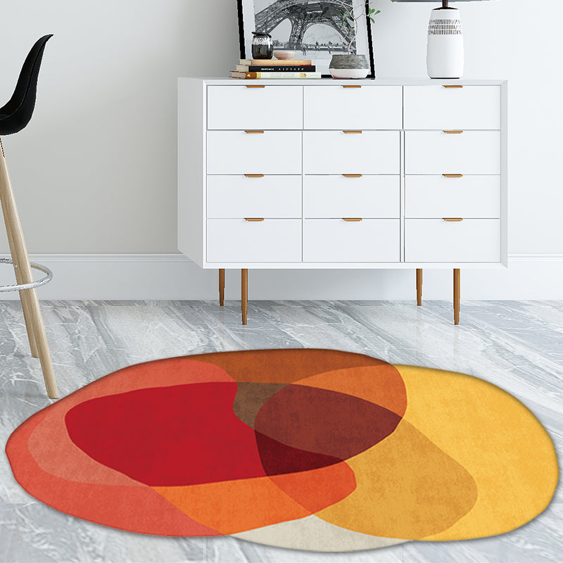 Novelty Living Room Irregular Rug in Red and Blue Color Block Print Rug Polyester Anti-Slip Area Rug - view 2