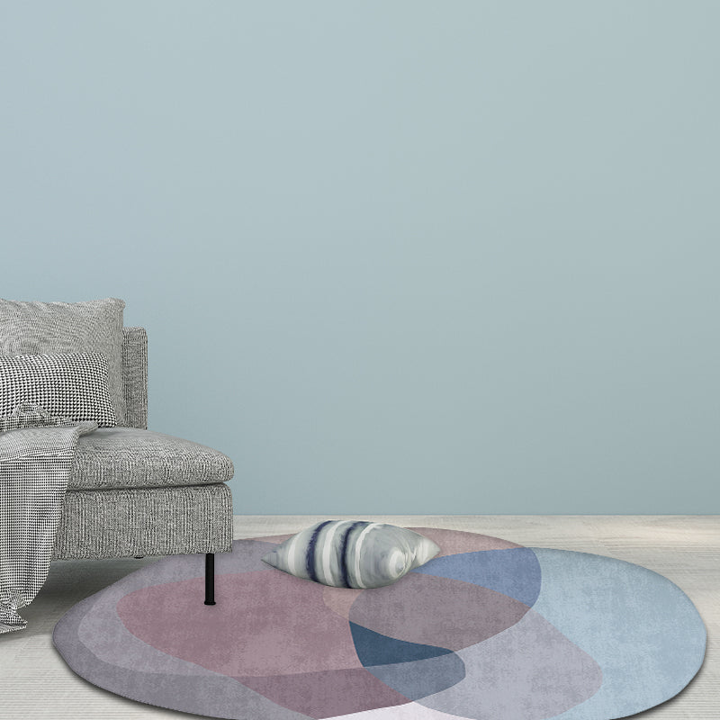 Novelty Living Room Irregular Rug in Red and Blue Color Block Print Rug Polyester Anti-Slip Area Rug - view 4