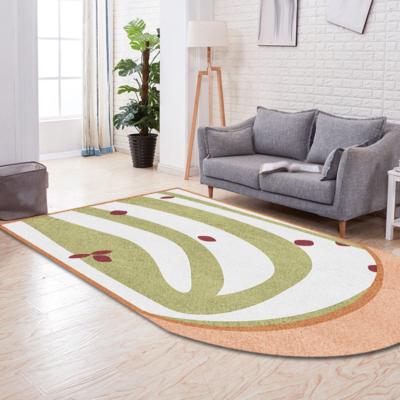 Grey and Green Irregular Rug Bedroom Novelty Color Block Pattern Area Rug Polyester Anti-Slip Carpet