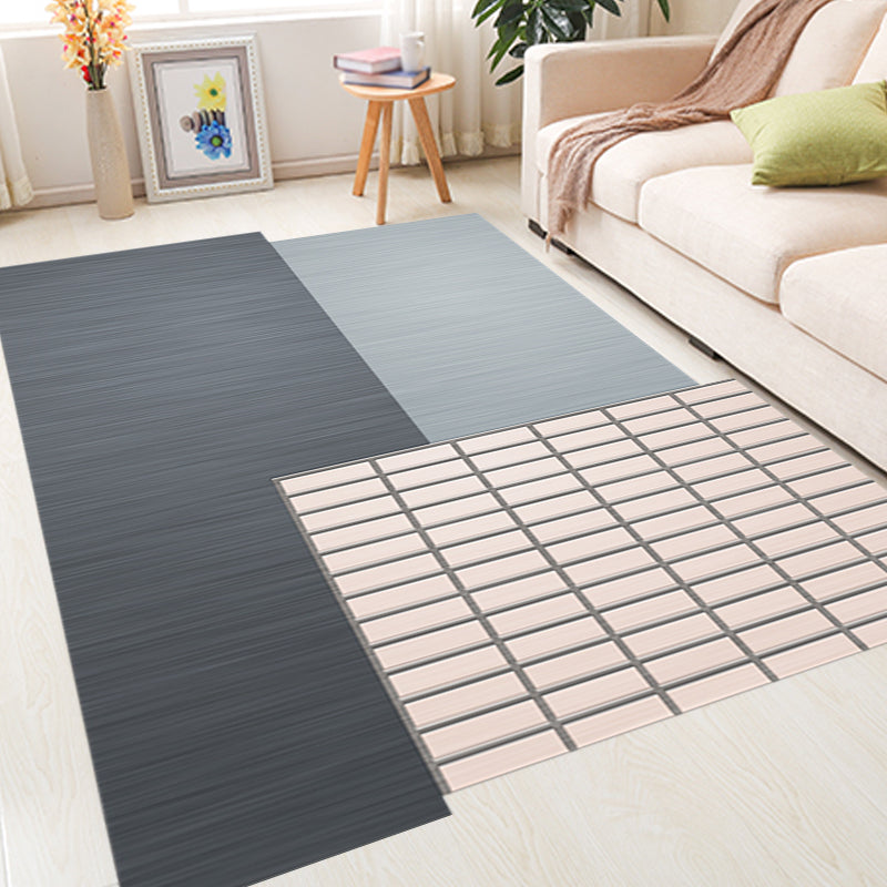 Novelty Living Room Irregular Rug in Grey Color Block Rectangle Print Rug Polyester Pet Friendly Area Rug - view 2