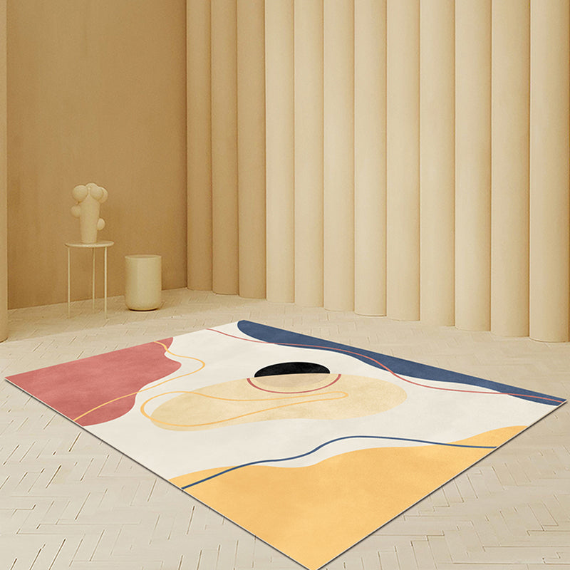 Beige Abstract Rug Polyester Modern Rug Non-Slip Backing Pet Friendly Area Rug for Living Room - Light Yellow - Clearhalo - 'Area Rug' - 'Rug' - 1715253