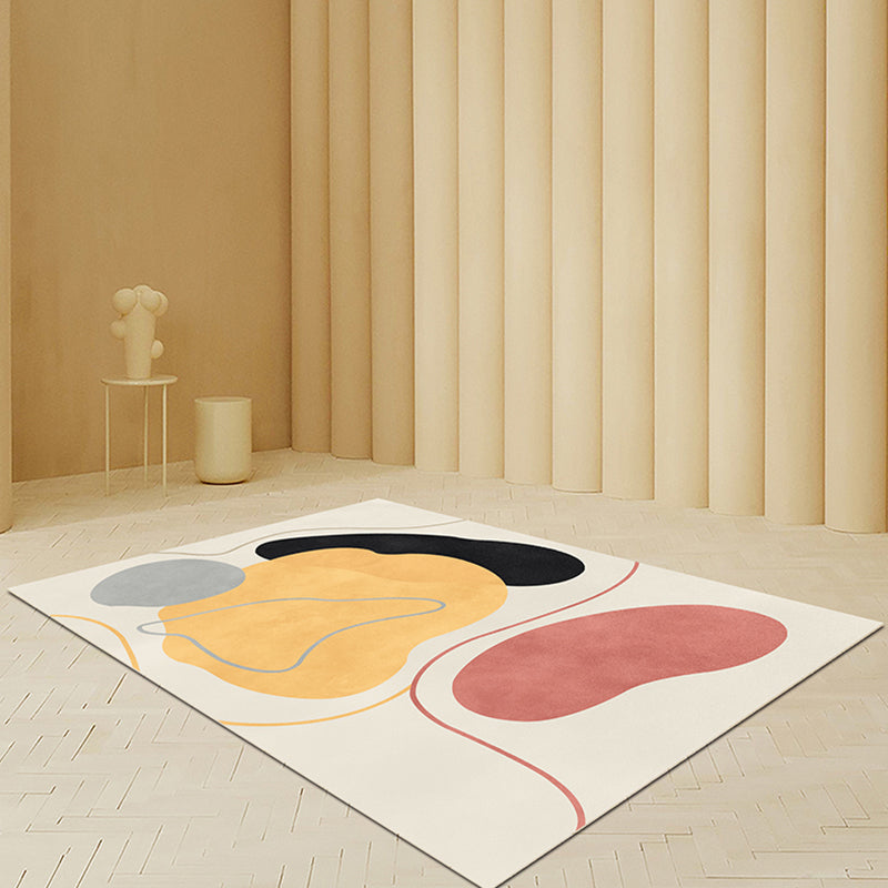 Beige Abstract Rug Polyester Modern Rug Non-Slip Backing Pet Friendly Area Rug for Living Room - Clearhalo - 'Area Rug' - 'Rug' - 1715262