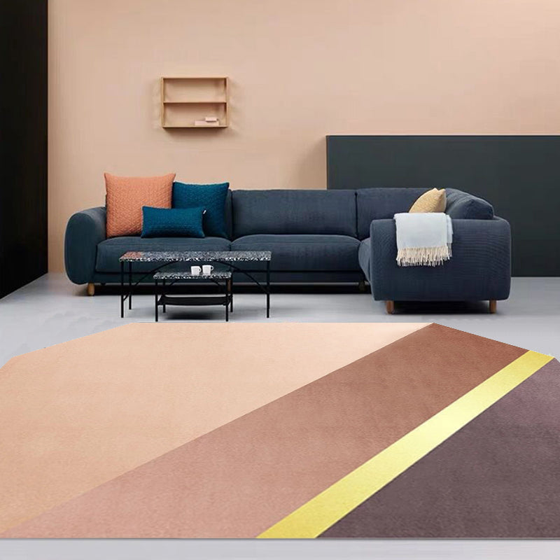 Novelty Living Room Irregular Rug in Brown Color Block Rectangle Print Rug Polyester Stain-Resistant Area Rug - view 2
