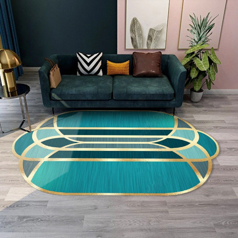 Green Irregular Rug Bedroom Novelty Ombre Pattern Area Rug Polyester Pet Friendly Carpet - view 3