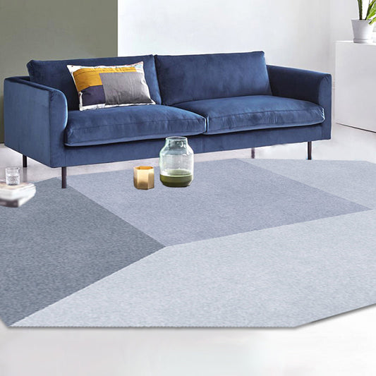 Grey Irregular Bedroom Rug Novelty Color Block Geometry Pattern Area Rug Polyester Anti-Slip Backing Carpet