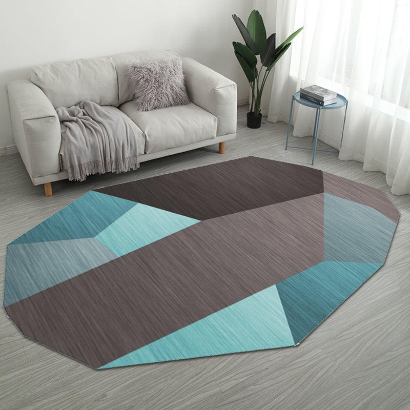 Casual Bedroom Irregular Rug in Grey and Ivory Color Block Print Rug Polyester Washable Area Rug