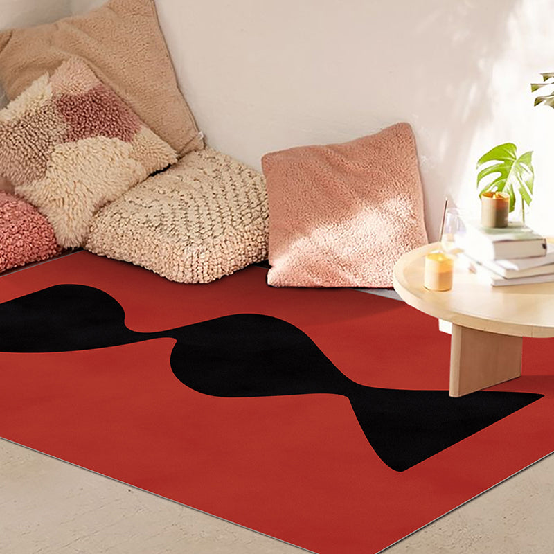 Black and Red Abstract Rug Polyester Modern Rug Washable Pet Friendly Area Rug for Living Room - Red - Clearhalo - 'Area Rug' - 'Rug' - 1715471