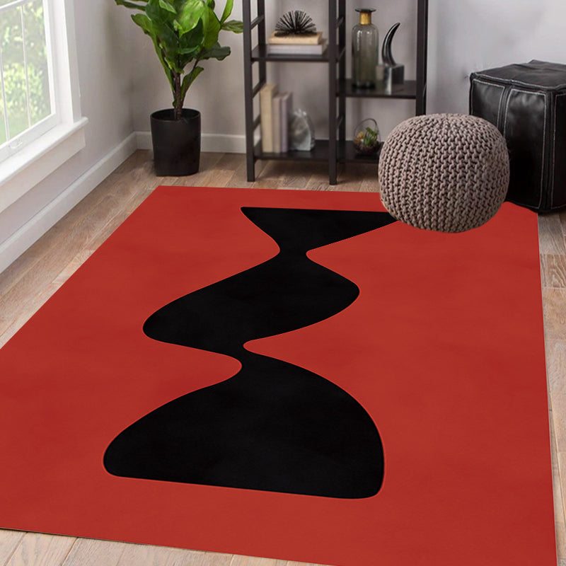 Black and Red Abstract Rug Polyester Modern Rug Washable Pet Friendly Area Rug for Living Room - Clearhalo - 'Area Rug' - 'Rug' - 1715472