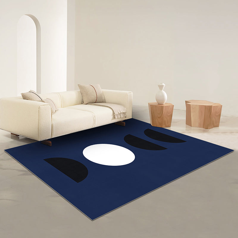 Black and Red Abstract Rug Polyester Modern Rug Washable Pet Friendly Area Rug for Living Room - Dark Blue - Clearhalo - 'Area Rug' - 'Rug' - 1715474