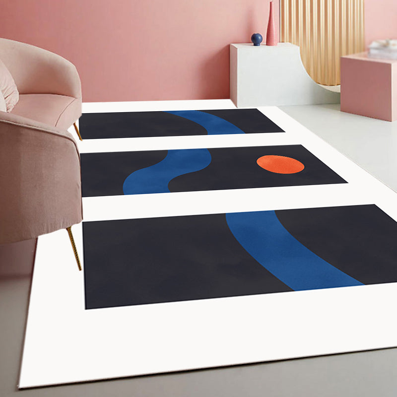 Contemporary Abstract Rug Multicolor Polyester Rug Washable Pet Friendly Carpet for Living Room