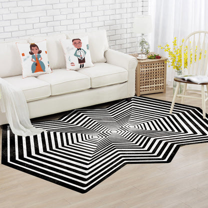 Black Irregular Rug Bedroom Novelty 3D Line Pattern Area Rug Polyester Pet Friendly Carpet - Clearhalo - 'Area Rug' - 'Rug' - 1715556