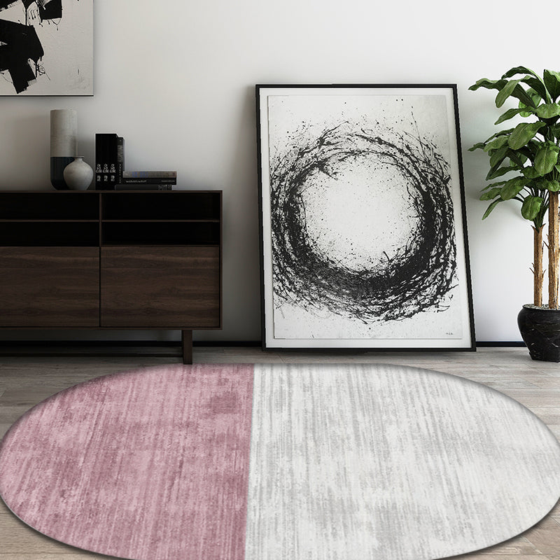 Novelty Living Room Rug in Pink and Blue Color Block Print Rug Polyester Stain-Resistant Area Rug - view 16