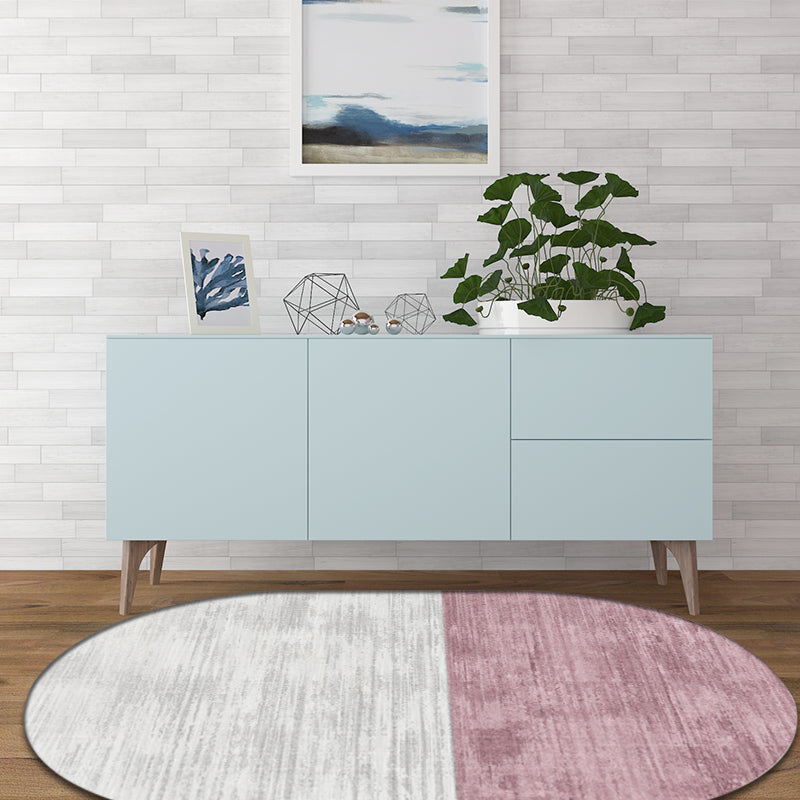 Novelty Living Room Rug in Pink and Blue Color Block Print Rug Polyester Stain-Resistant Area Rug - view 2