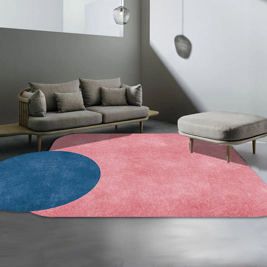 Novelty Living Room Irregular Rug in Grey and Pink Color Block Circle Rectangle Print Rug Polyester Non-Slip Area Rug Clearhalo 'Area Rug' 'Rug' 1715665