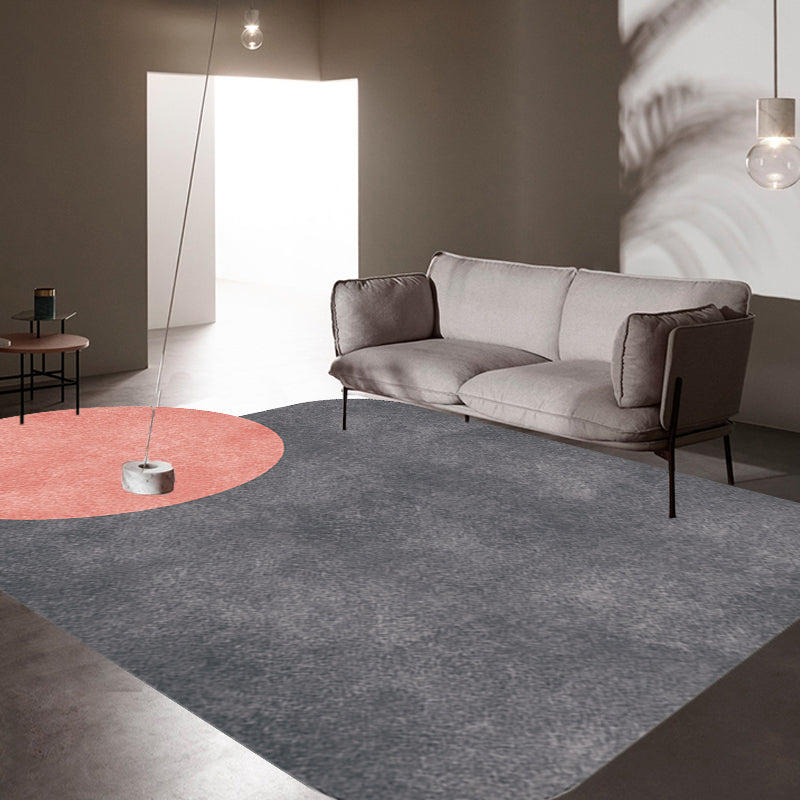 Novelty Living Room Irregular Rug in Grey and Pink Color Block Circle Rectangle Print Rug Polyester Non-Slip Area Rug Black Clearhalo 'Area Rug' 'Rug' 1715667