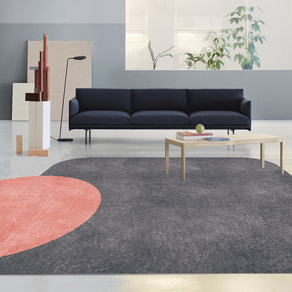 Novelty Living Room Irregular Rug in Grey and Pink Color Block Circle Rectangle Print Rug Polyester Non-Slip Area Rug Clearhalo 'Area Rug' 'Rug' 1715668