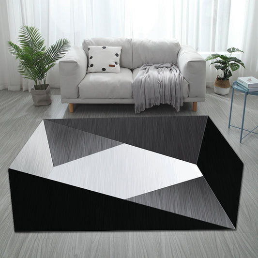 Minimalist Irregular Novelty Rug Multicolor Color Block Pattern Rug Polyester Pet Friendly Carpet for Home Decoration - Black - Clearhalo - 'Area Rug' - 'Rug' - 1715702