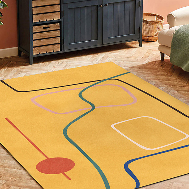 Nordic Modernism Rug Blue and Yellow Abstract Rug Pet Friendly Anti-Slip Carpet for Bedroom