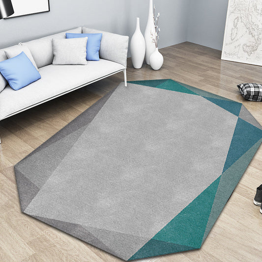 Nordic Irregular Novelty Rug in Grey Color Block Pattern Rug Polyester Non-Slip Backing Carpet for Home Decoration