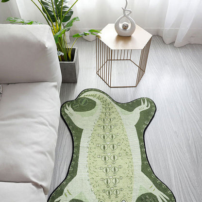 Green Irregular Rug Nursery Kids Animal Crocodile Pattern Area Rug Polyester Stain-Resistant Carpet