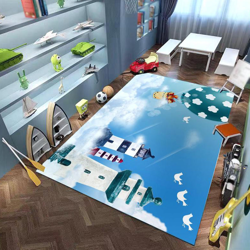 Cute Cartoon Character Pattern Rug Pink and Green Kids Rug Polyester Pet Friendly Washable Non-Slip Backing Ar - view 3
