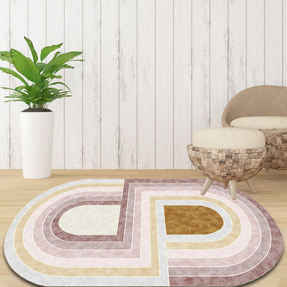 Pink Bedroom Rug Novelty Colorblock Pattern Area Rug Polyester Machine Washable Carpet - Pink - Clearhalo - 'Area Rug' - 'Rug' - 1715866