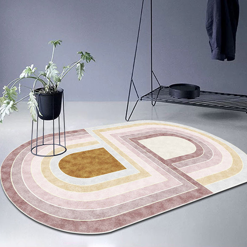 Pink Bedroom Rug Novelty Colorblock Pattern Area Rug Polyester Machine Washable Carpet - Clearhalo - 'Area Rug' - 'Rug' - 1715867