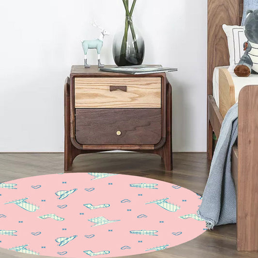 Pink and Purple Kids Rug Polyester Diamond and Socks Pattern Rug Pet Friendly Washable Anti-Slip Backing Carpet for Decoration - Clearhalo - 'Area Rug' - 'Rug' - 1715900