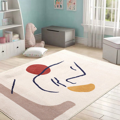 Multicolor Character Pattern Rug Polyester Casual Rug Pet Friendly Washable Carpet for Bedroom - Red - Clearhalo - 'Area Rug' - 'Rug' - 1715905