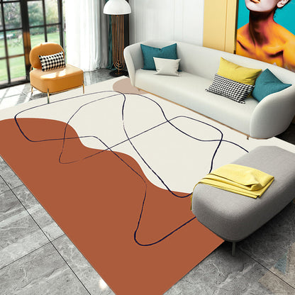 Multicolor Character Pattern Rug Polyester Casual Rug Pet Friendly Washable Carpet for Bedroom - Dark Brown - Clearhalo - 'Area Rug' - 'Rug' - 1715911