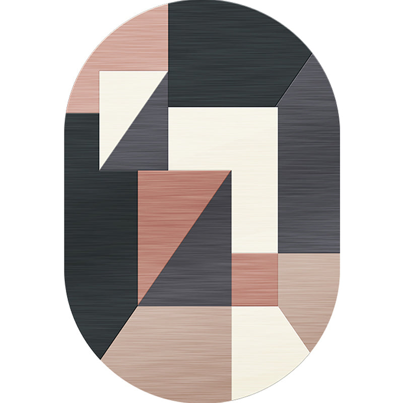 Novelty Living Room Rug in Grey and Pink Color Block Irregular Shape Print Rug Polyester Non-Slip Backing Area